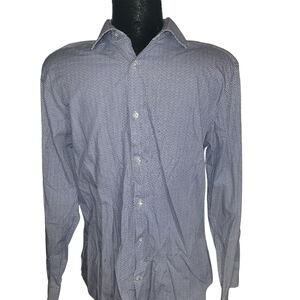 Calvin klein Blue and White Patterned Slim Fit Shirt M
